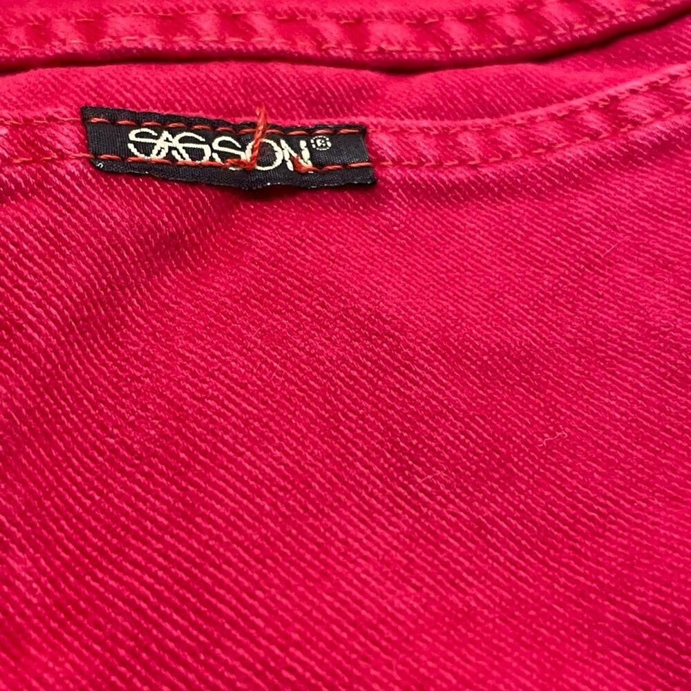 VTG Sasson High-Waist Red Jeans | Heritage-coded Button Fly Mom Denim | 26 - Picture 4 of 6
